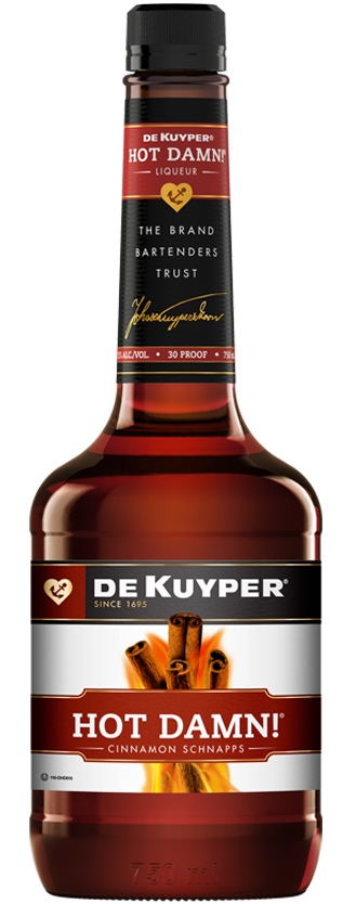 Bottle of DeKuyper® Hot Damn!® Cinnamon Schnapps Liqueur