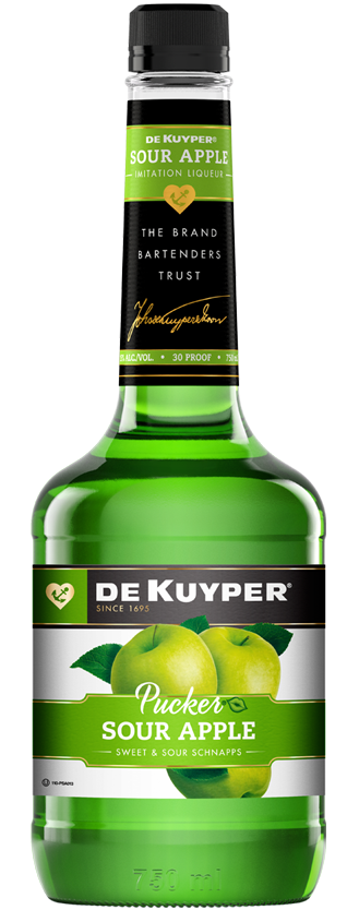 Bottle of DEKUYPER® PUCKER® SOUR APPLE SCHNAPPS LIQUEUR