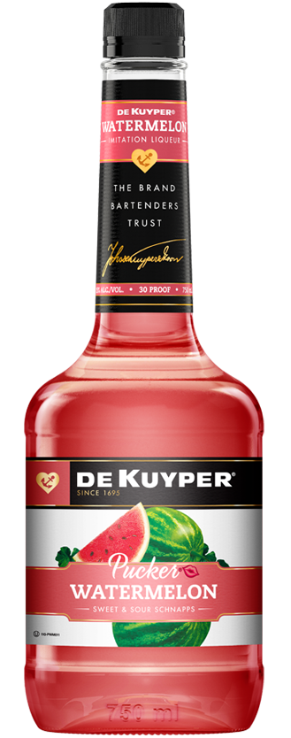 Bottle of DeKuyper® Pucker® Watermelon Schnapps Liqueur