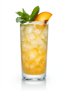 Glass of Bourbon Peach Fizz