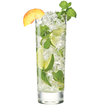 Glass of DeKuyper® Peach Mojito